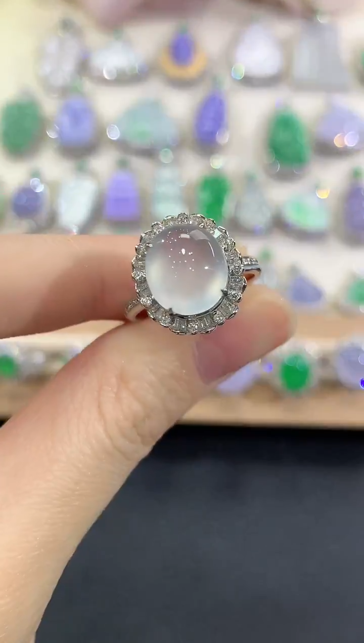 18K金镶嵌戒指翡翠冬日珠宝E116