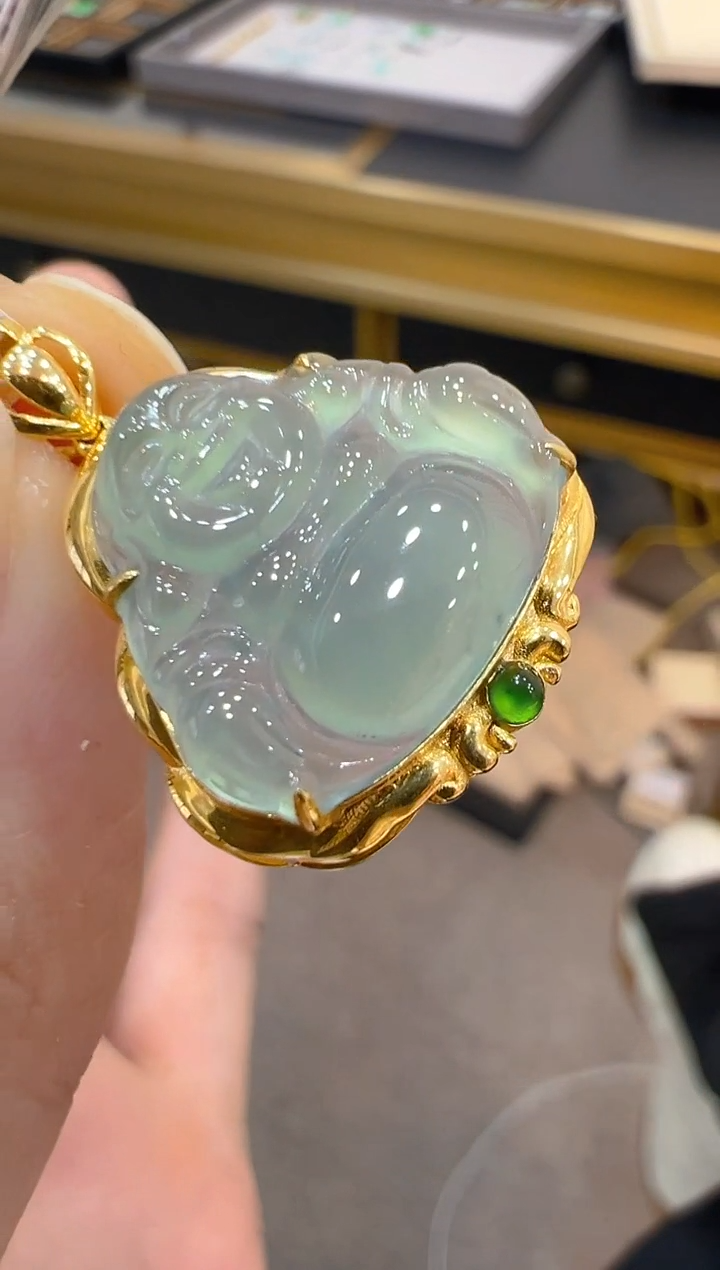 翡翠18K金镶嵌吊坠(不含链)多样性团购发一件