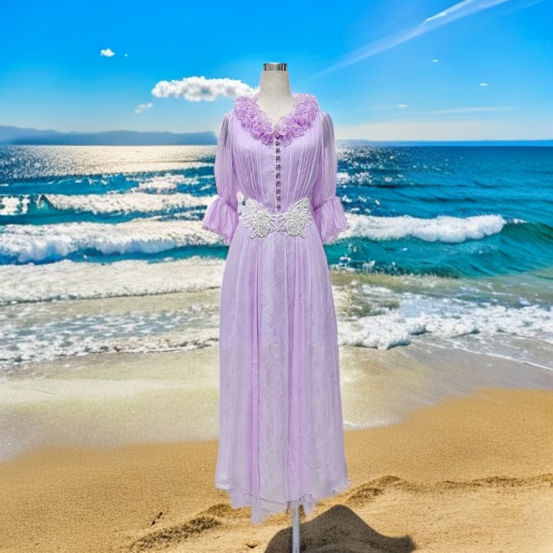 【紫罗兰之恋】2025春夏气质优雅轻奢长款显瘦连衣裙FS-0310