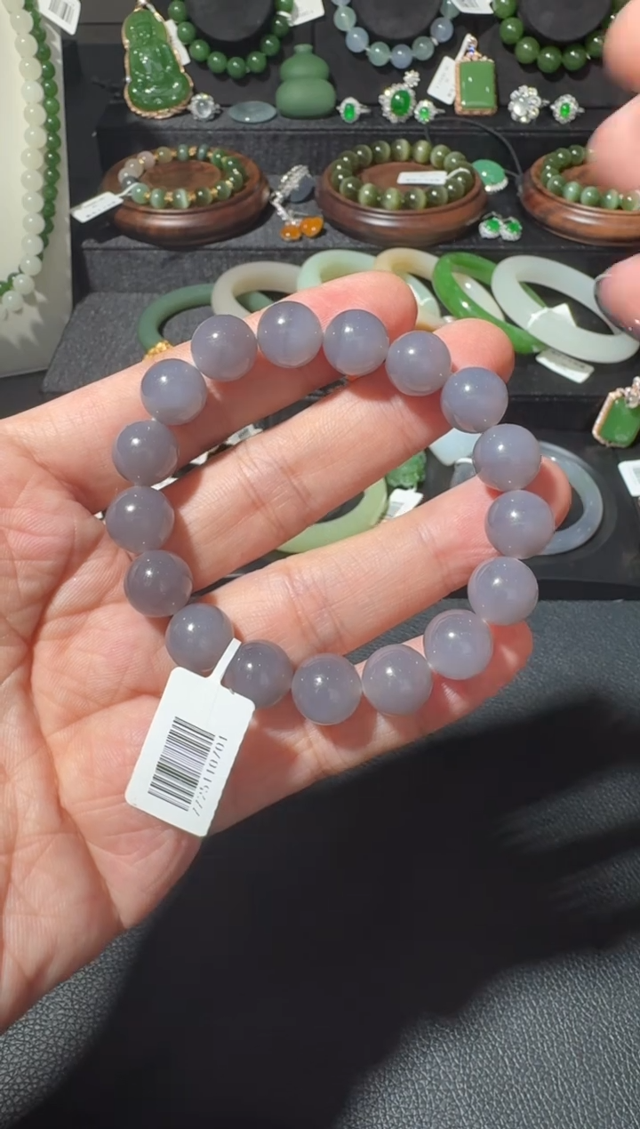 未镶嵌手串和田玉ZZ 烟紫手串