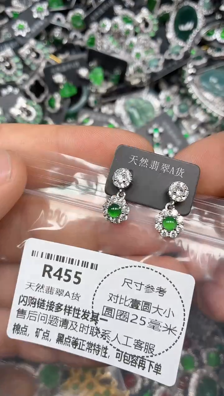 颈饰未镶嵌翡翠R455耳钉