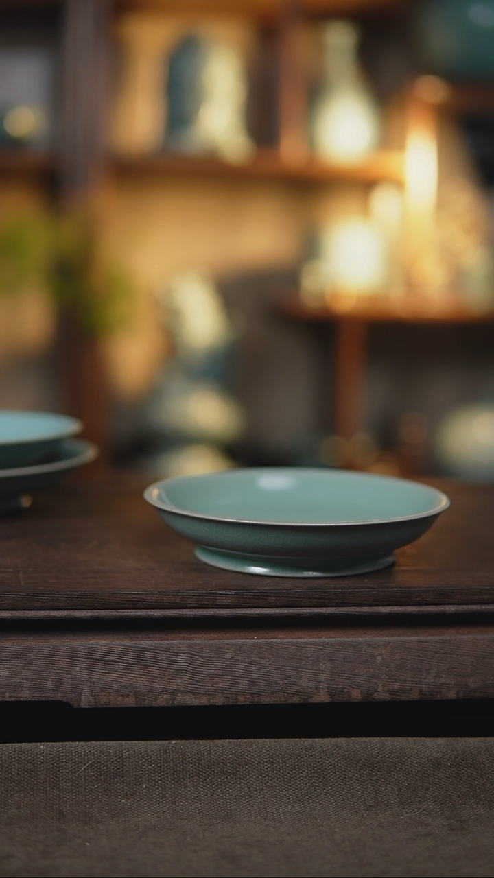 【闪购商品】杯仿古翡翠绿手工壶承