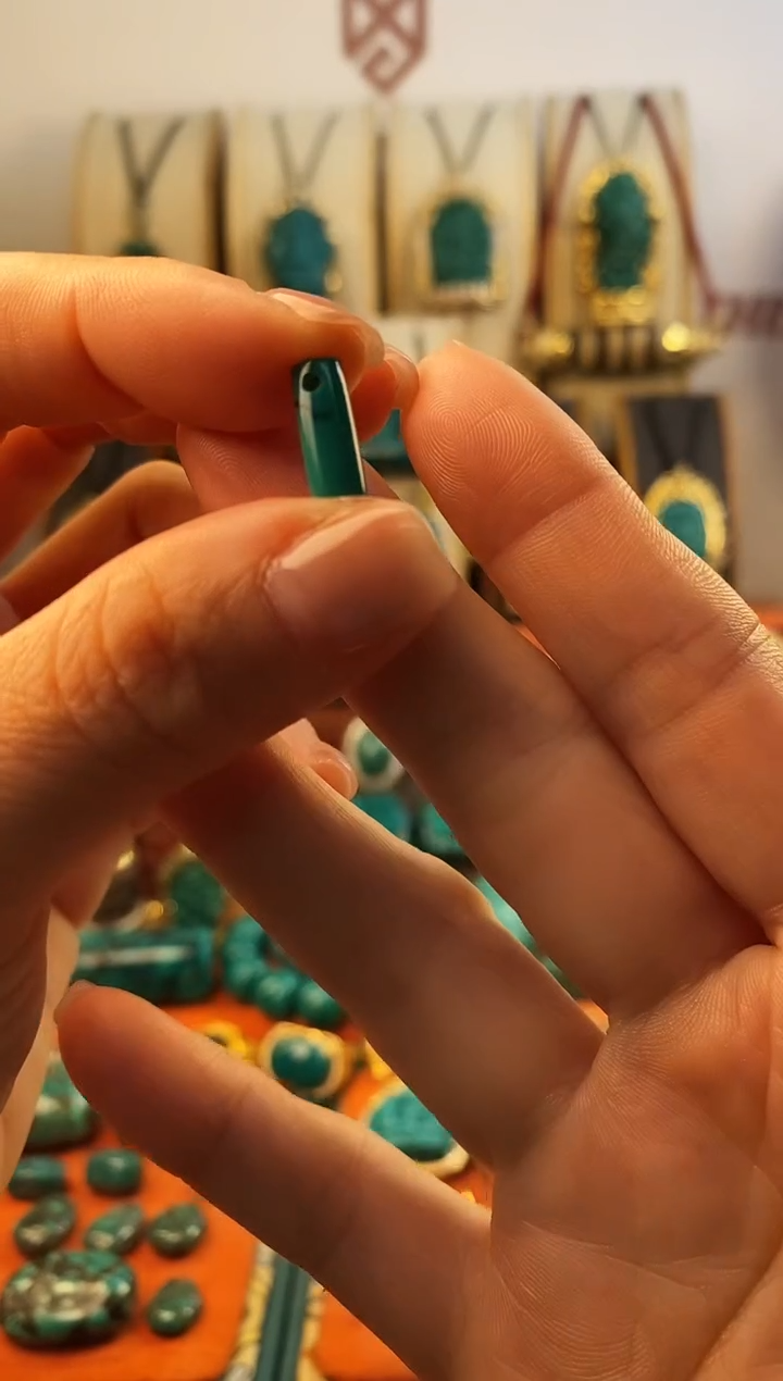 未镶嵌绿松石。网花 侧挂 