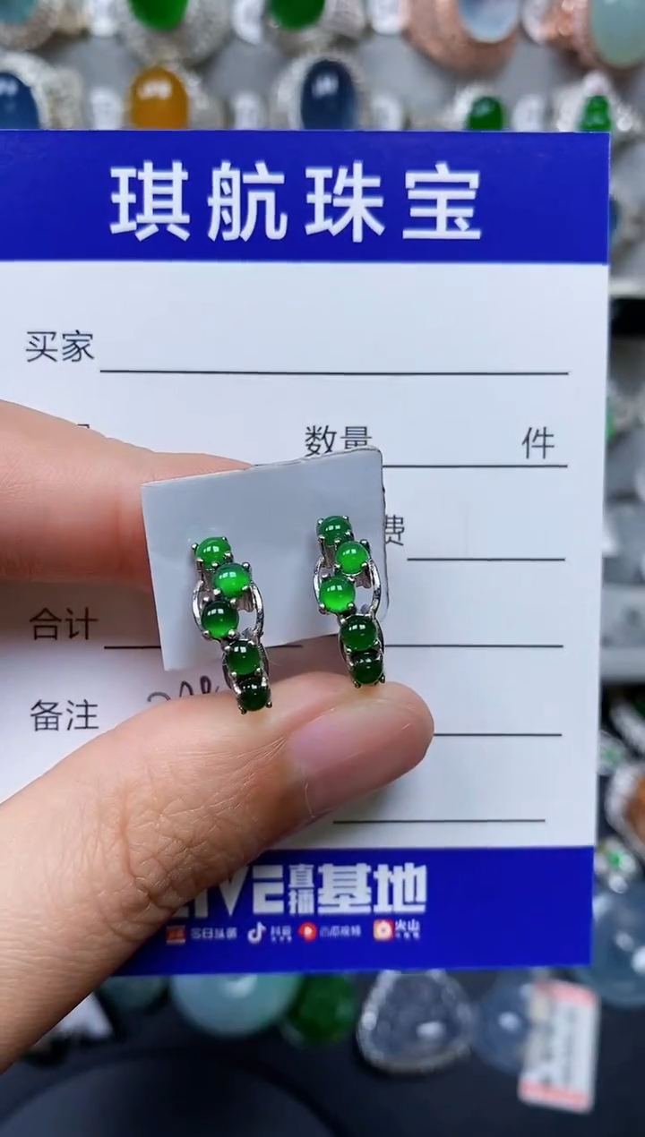 【闪购商品】翡翠耳饰银S925镶嵌0228
