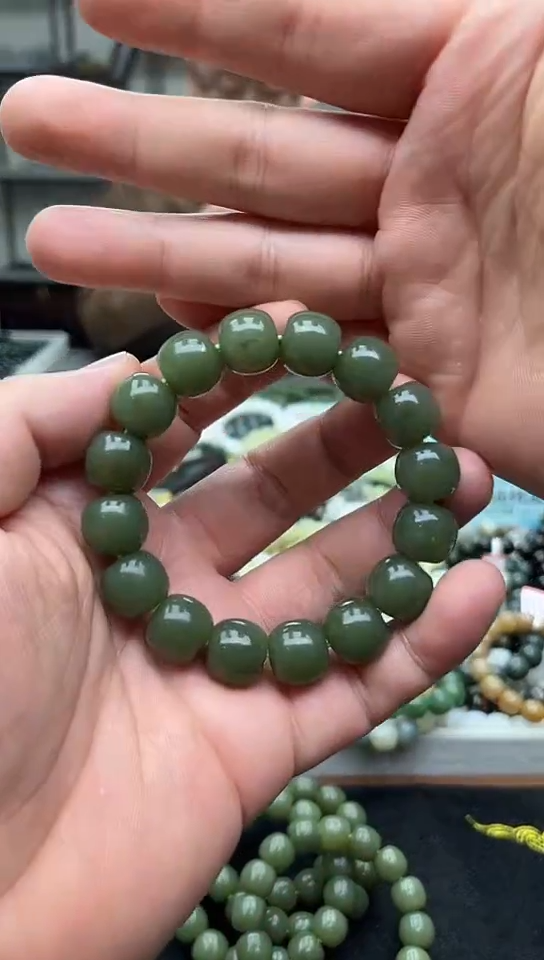 未镶嵌手串和田玉纯天然新疆若羌青黄口14老型
