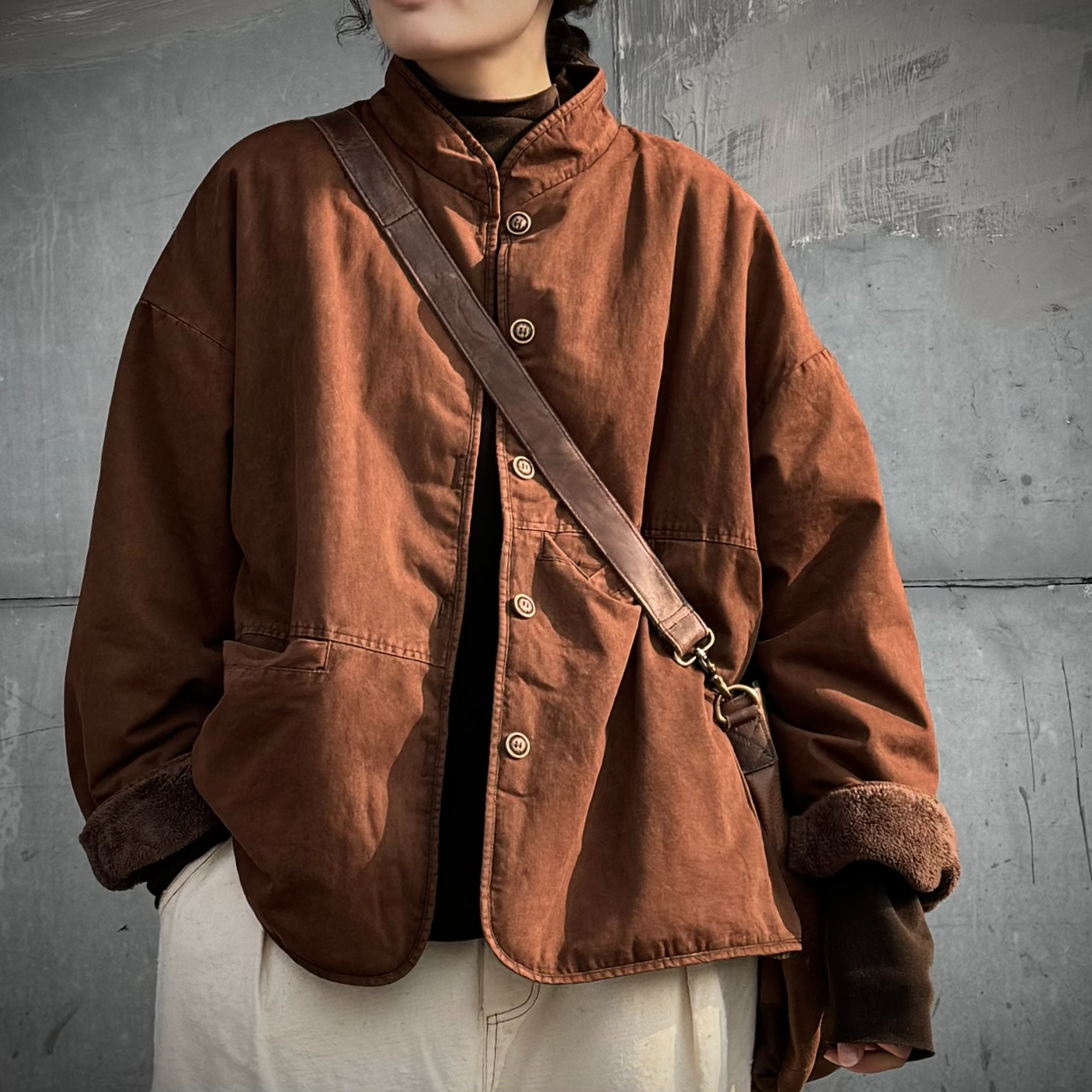 2023冬季新款两面穿棉服08201休闲百搭加绒加厚保暖