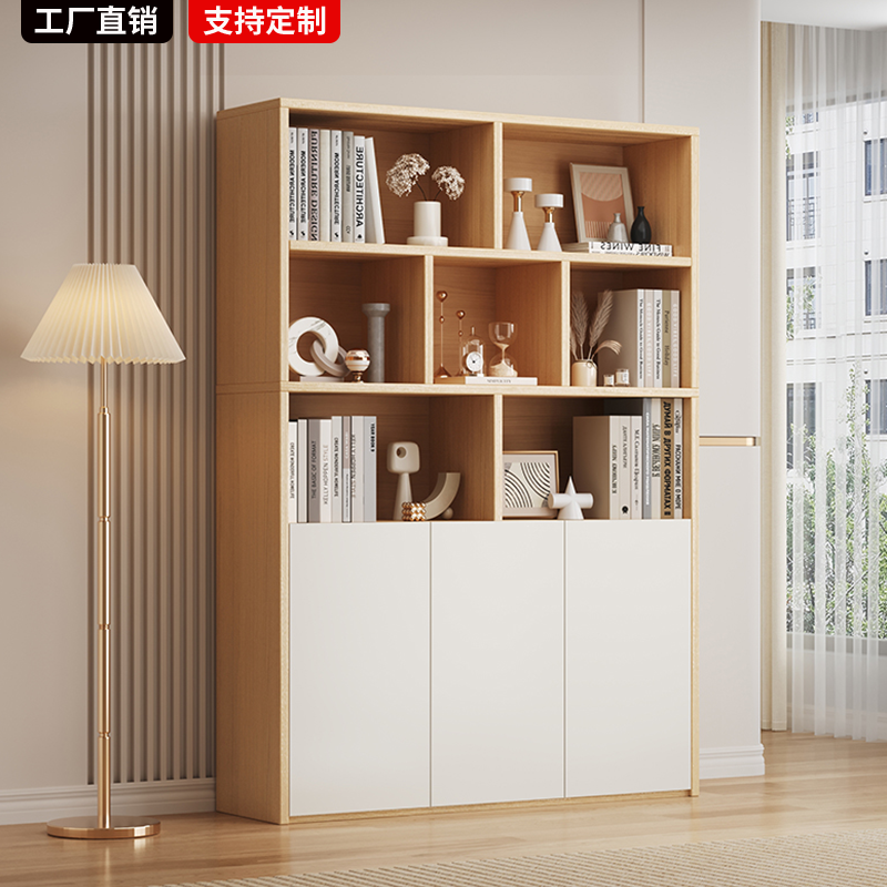 落地书柜置物柜书架一体文件展示柜客厅简易靠墙储物收纳柜子