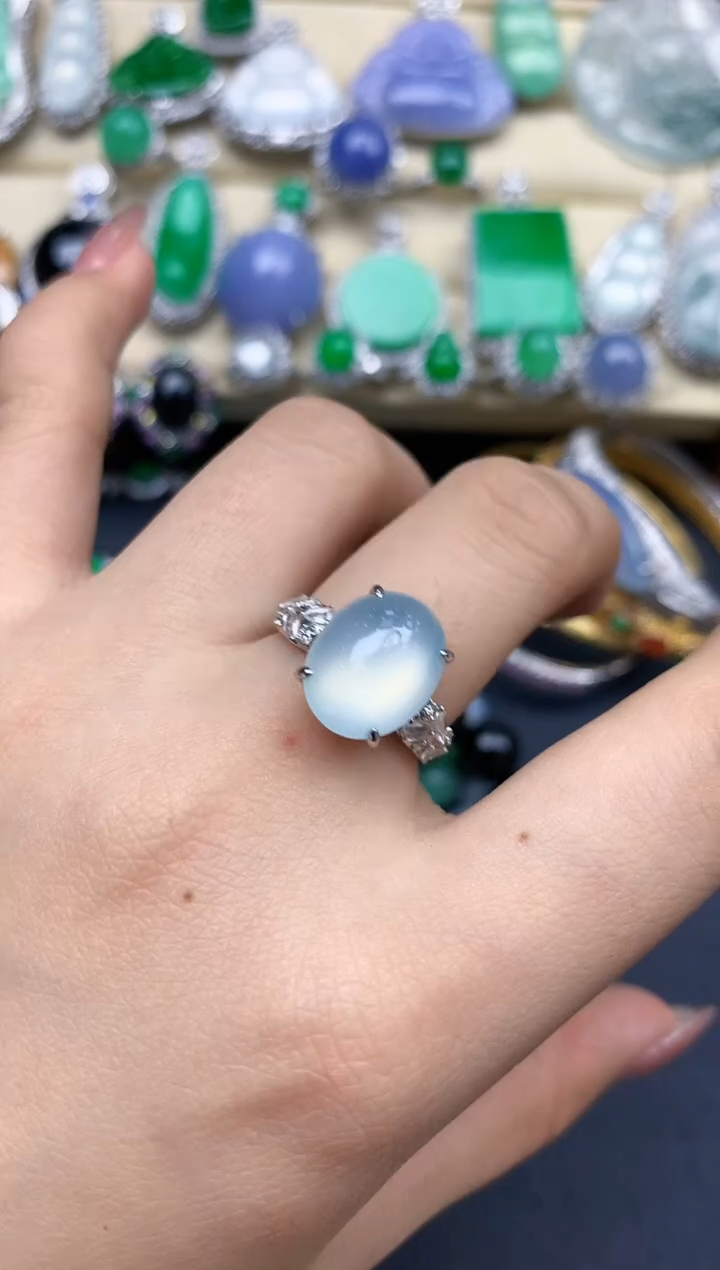 18K金镶嵌戒指翡翠357-中国好珍宝