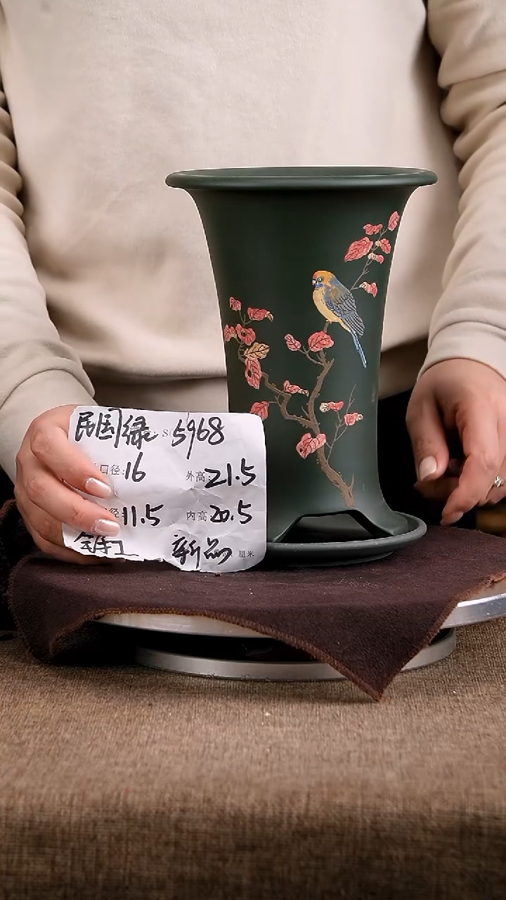 紫砂花盆花卉工艺5968+z果绿