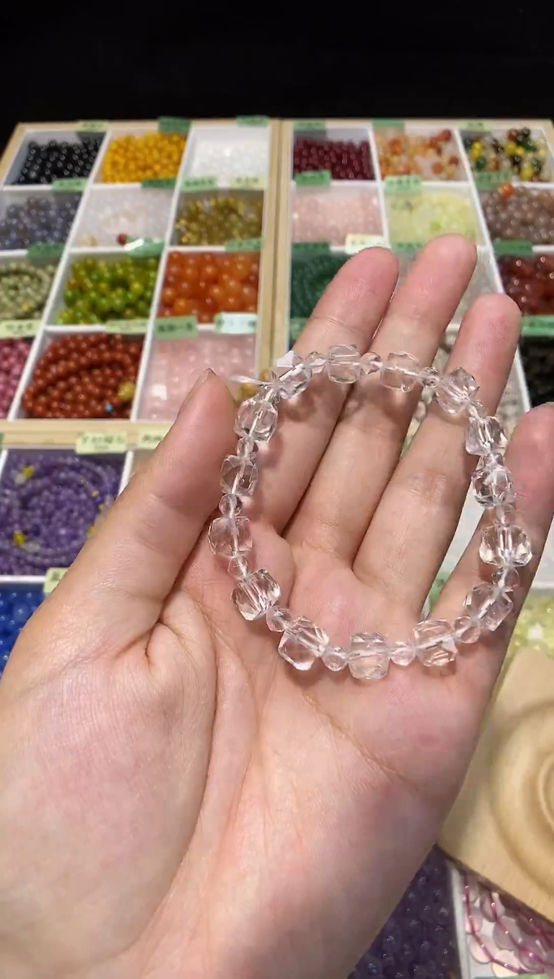未镶嵌手串水晶白水方糖设计款，多样性发一