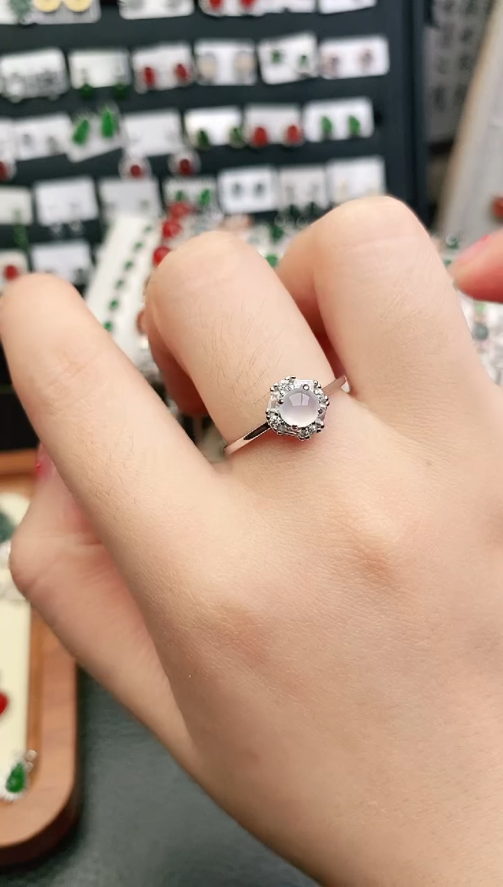 翡翠戒指银S925镶嵌戒指