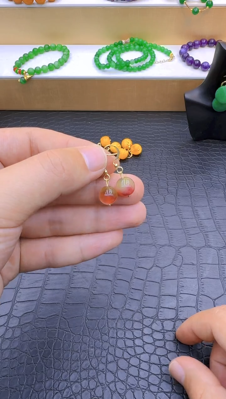 【闪购商品】碧玺猫眼耳饰14K金镶嵌012