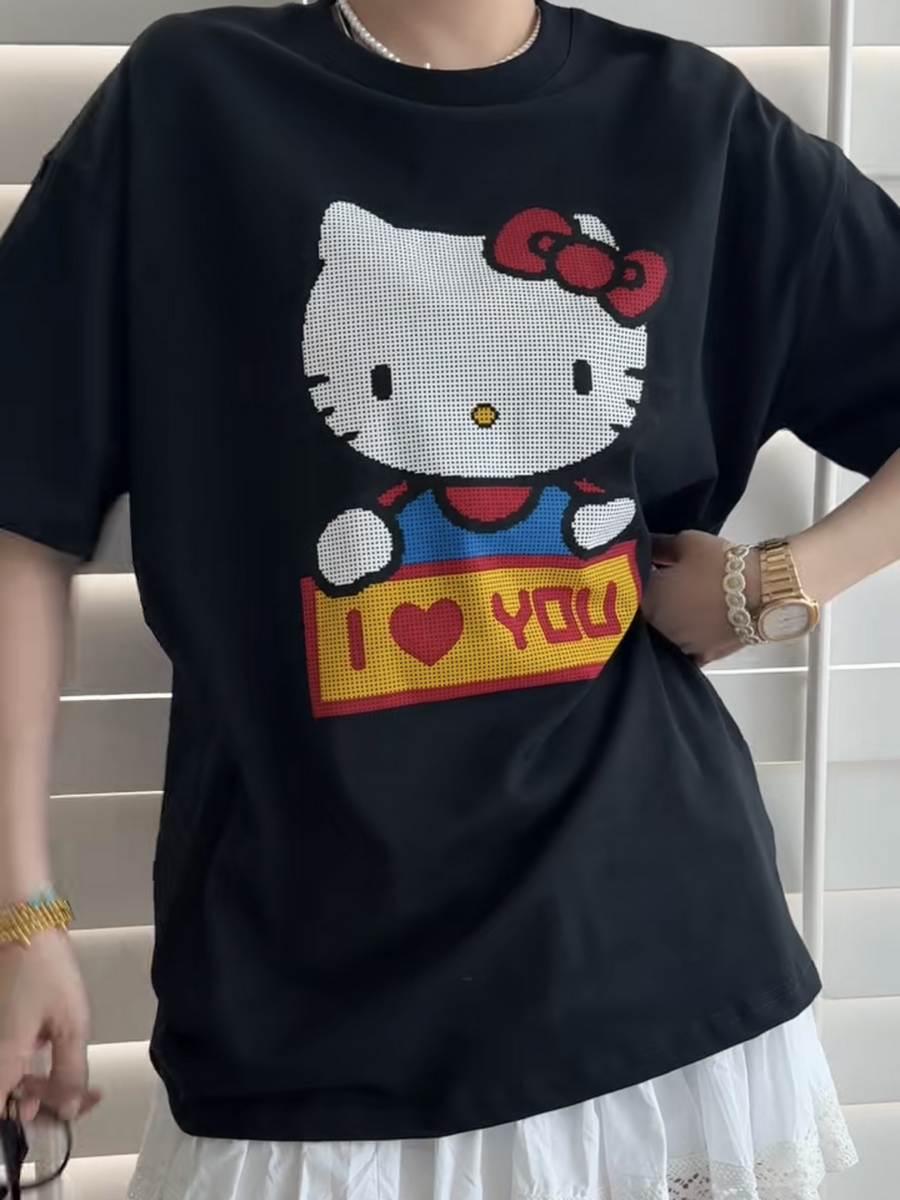 诗歌兰夏天套头T桖宽松显瘦百搭T