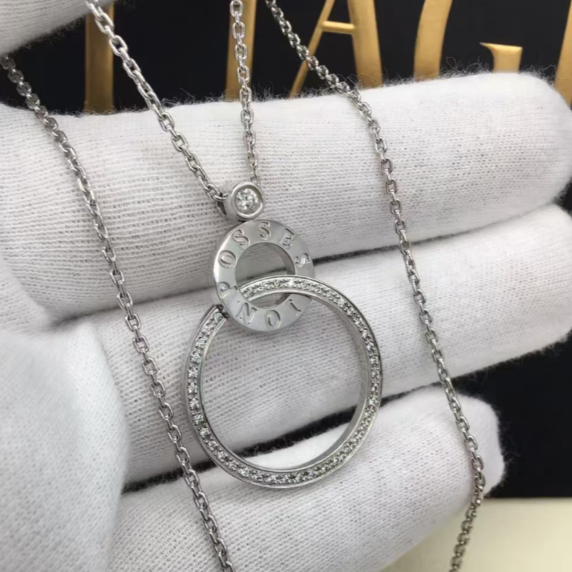 99新 Piaget/伯爵 小花6欢 possession系列 双环 大圈满钻 项链