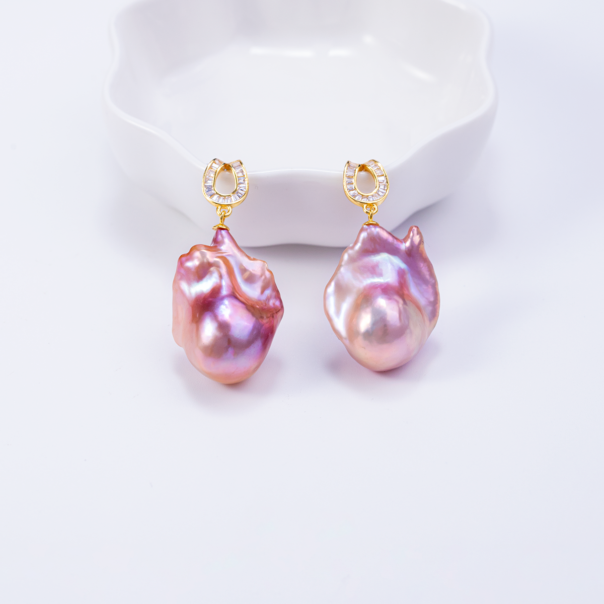 珈白丽‘人鱼姬淡水珍珠S925银彩巴洛克耳饰多样性发货【曼曼设计】