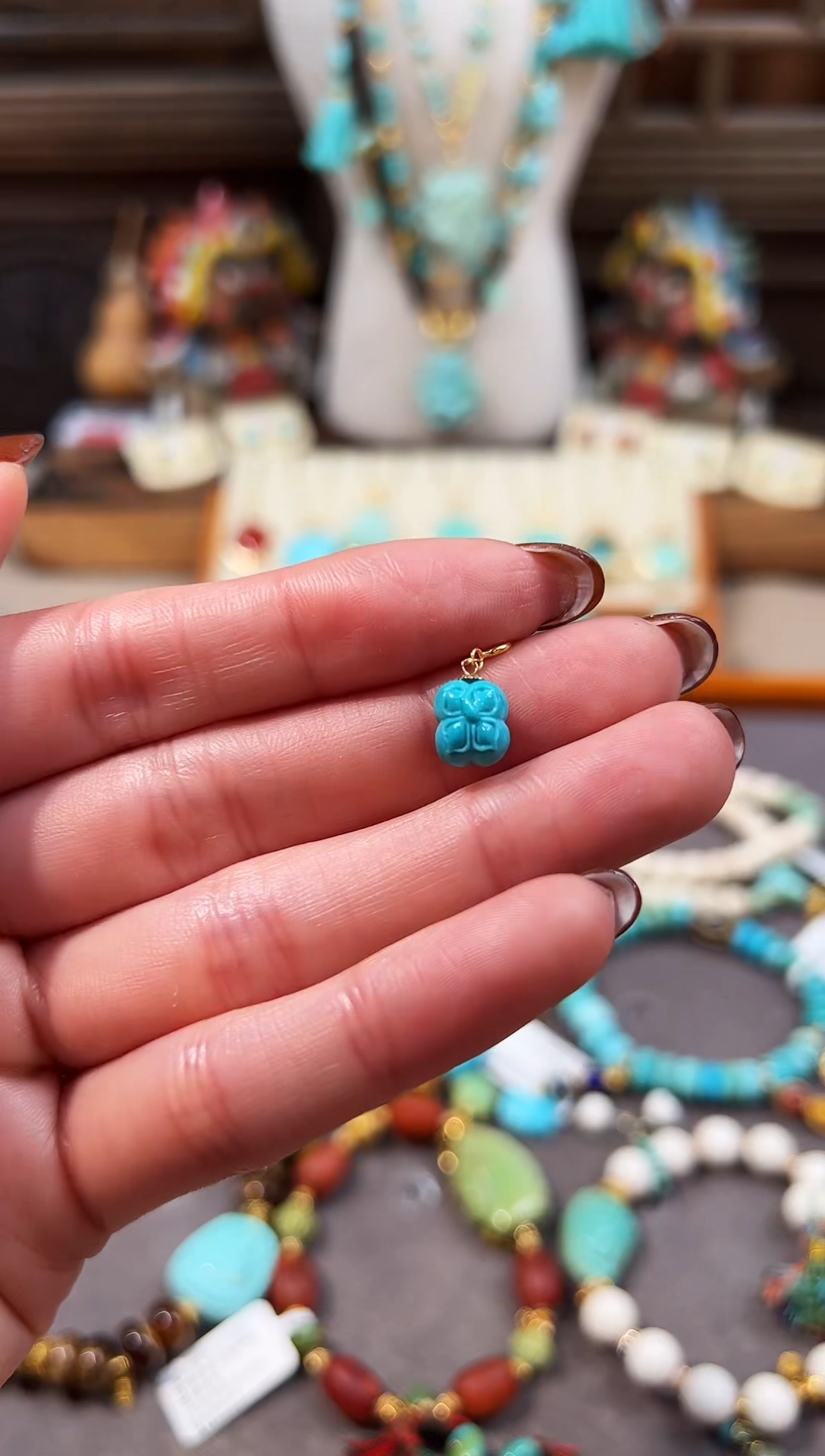 18K金镶嵌绿松石提溜绿松石提溜