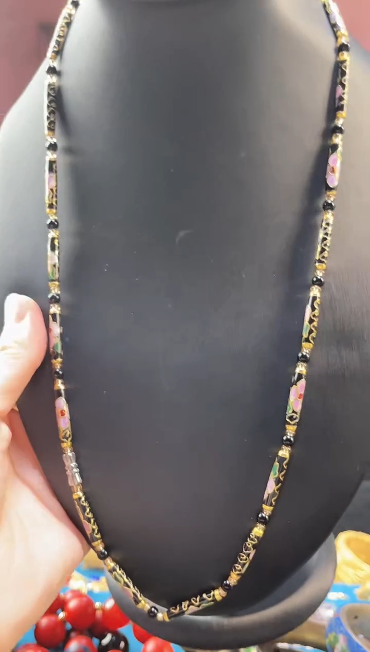 非遗技艺景泰蓝竹节项链  黑色