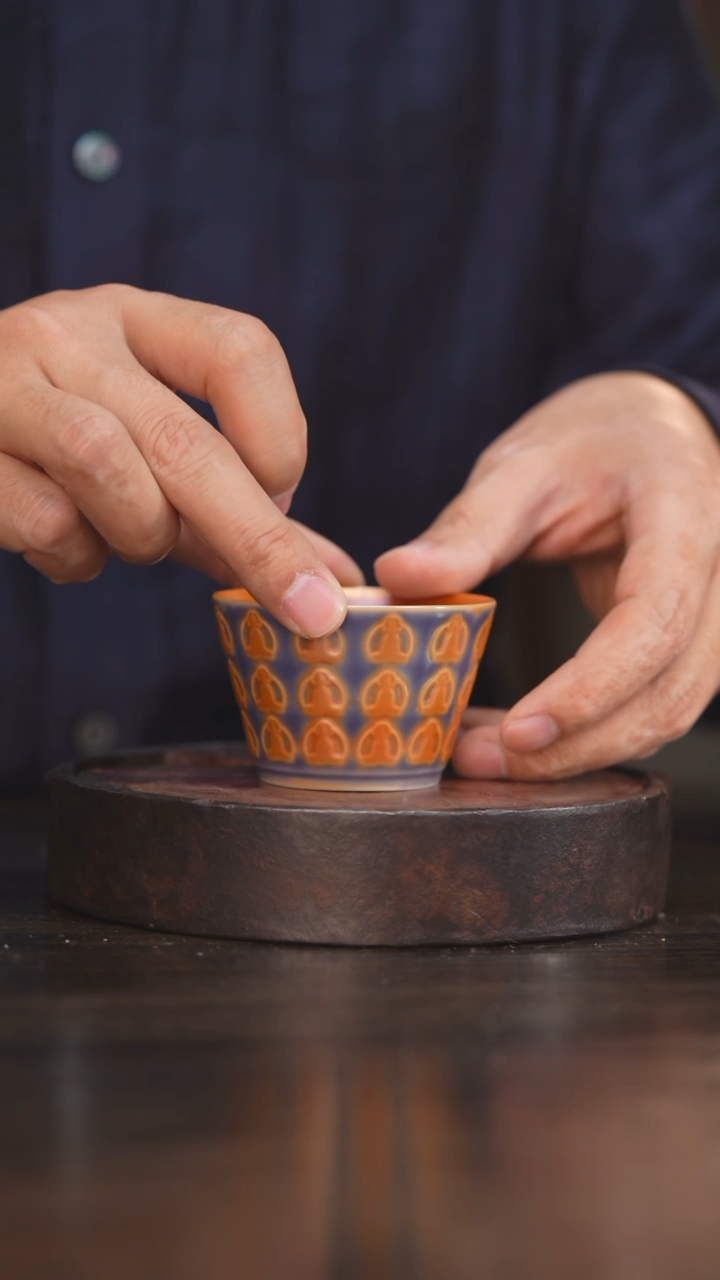 【闪购商品】杯11柴房陶瓷丨紫韵金红万佛杯