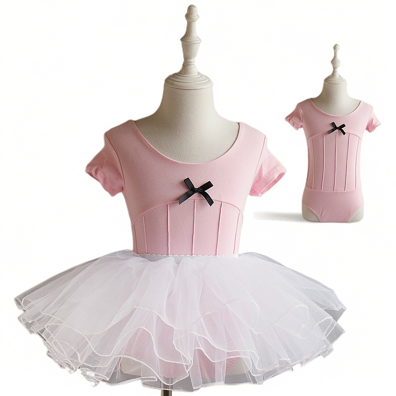 女童宝宝儿童夏季短袖中国舞芭蕾舞裙幼儿白色练功服舞蹈服跳舞装