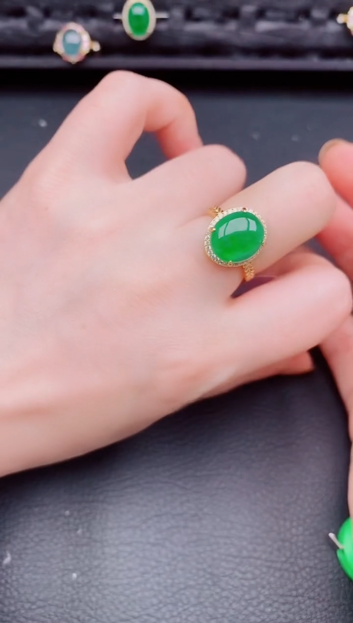 【闪购商品】翡翠戒指银S925镶嵌天然a货翡翠546