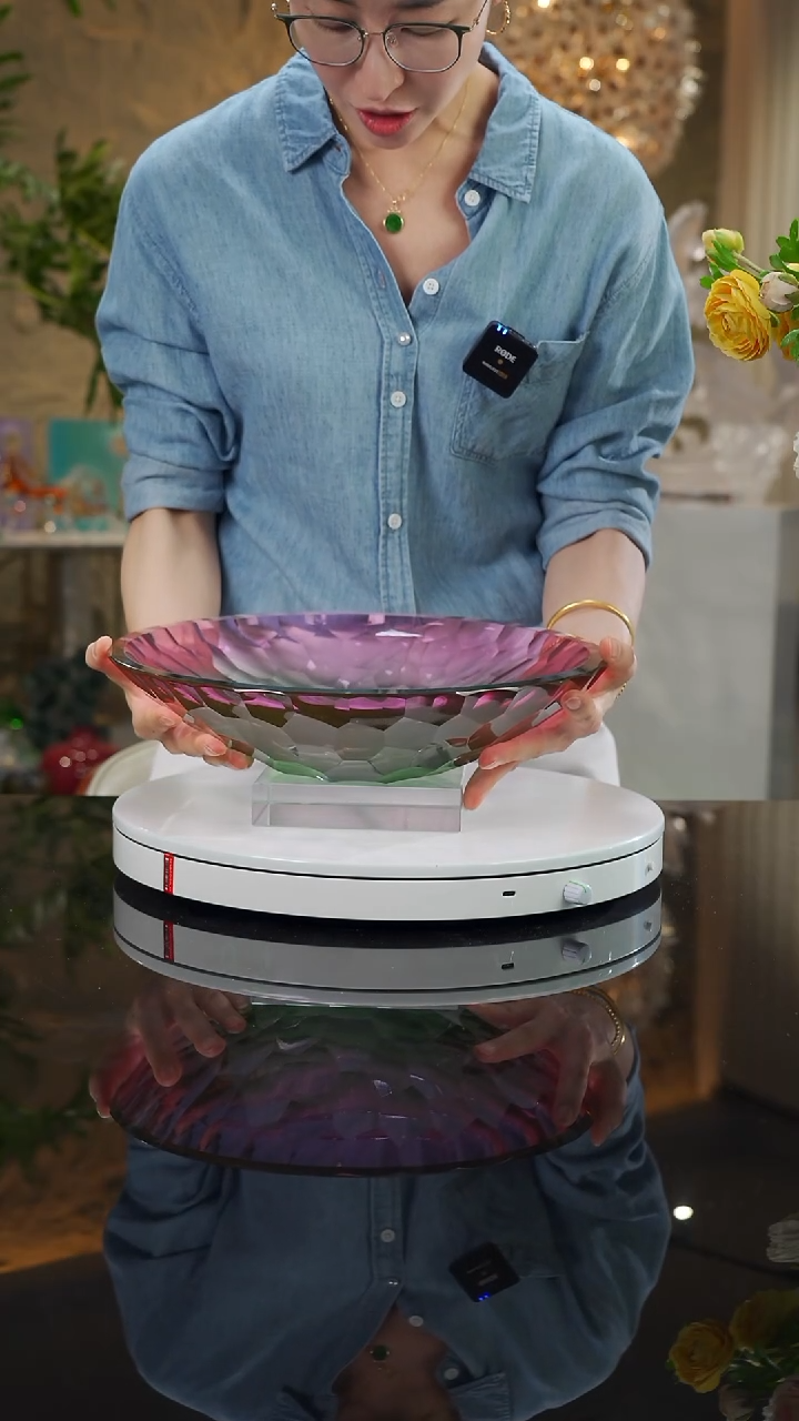 瓷片福利金红绿凹切面果盘小号