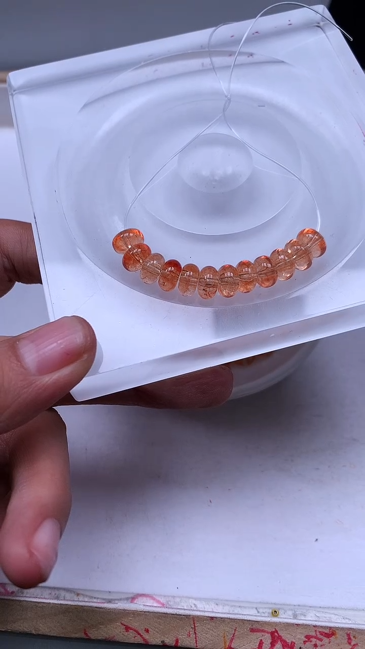 未镶嵌珠宝半成品水晶A2117 橘黄水晶算盘4*8mm20个7.8元