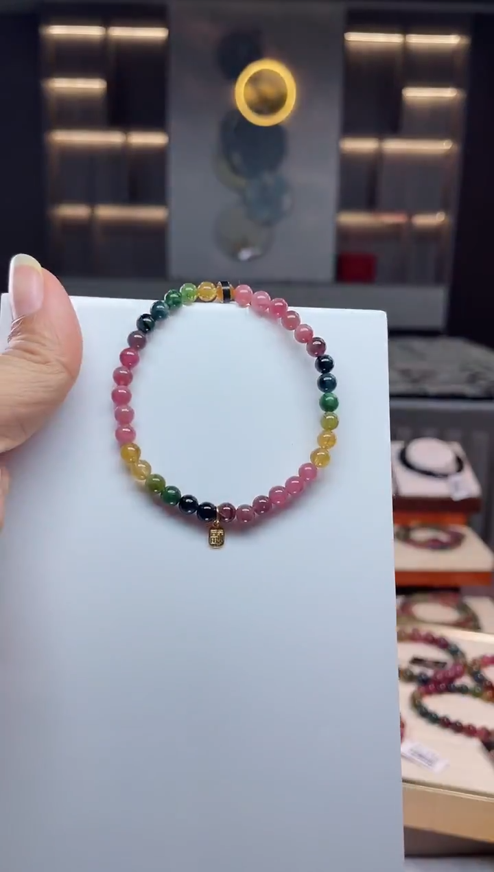 未镶嵌老矿碧玺单圈手串5mm+碧玺（多样性发一条）Q