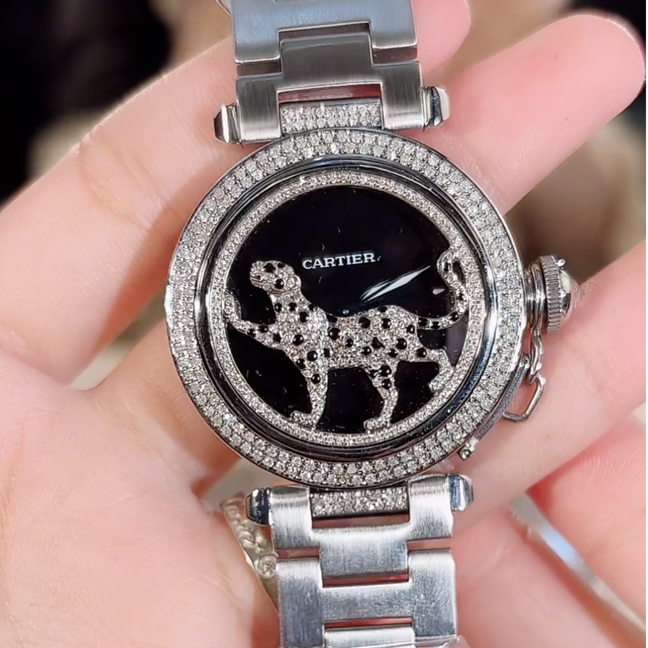 99新 Cartier/卡地亚 帕莎系列W31015M7腕表/后钻/豹子/WHP033237