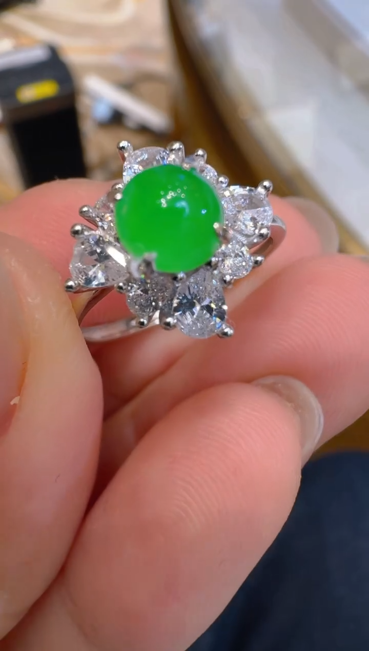 银S925镶嵌戒指翡翠多样性团购发一件