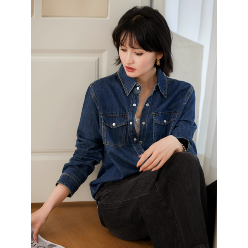 【糖糖专属】RL家同款POLO 复古蓝女士牛仔衬衫 NYB760919AG