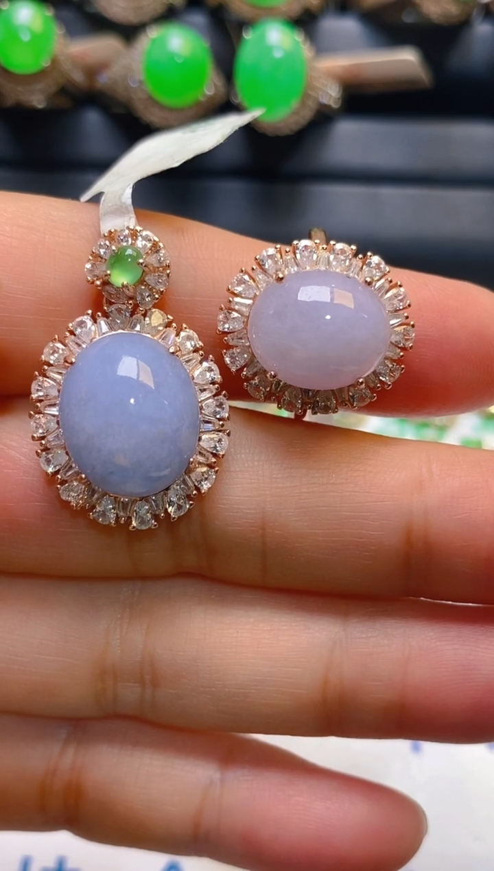 【闪购商品】翡翠耳饰银S925镶嵌天然A货翡翠1