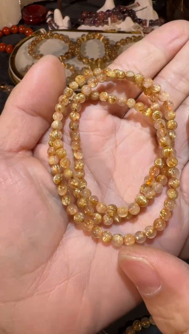 未镶嵌手串发晶SJ-433金发晶 多圈