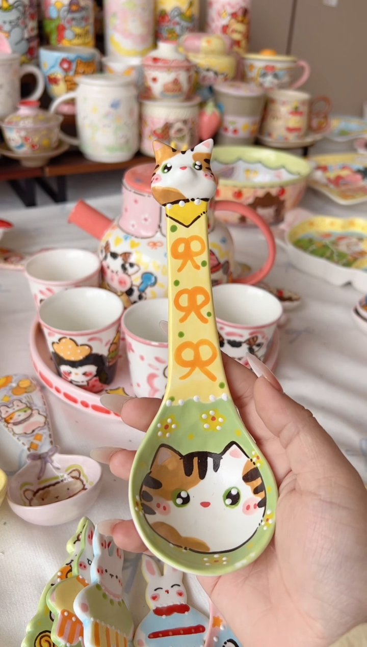 摆件陶小*花景德镇陶瓷手绘微瑕