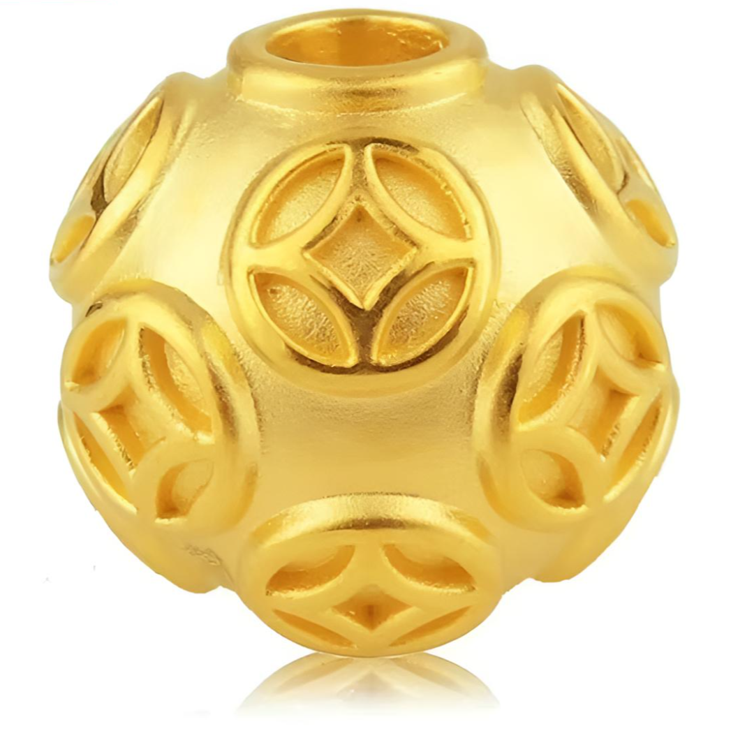 【英豪专属】18K金 钱币转运珠diy配件 卡8mm 15颗以上赠合金手链