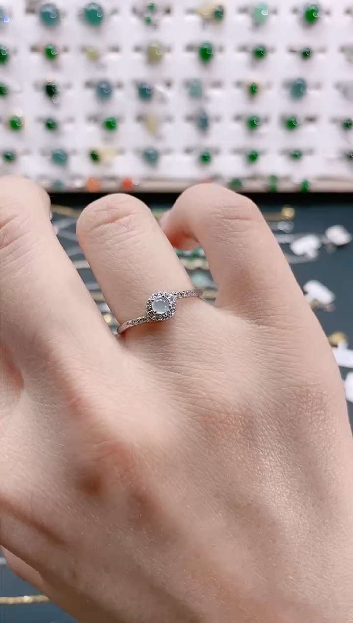 【闪购商品】翡翠戒指银S925镶嵌天然翡翠