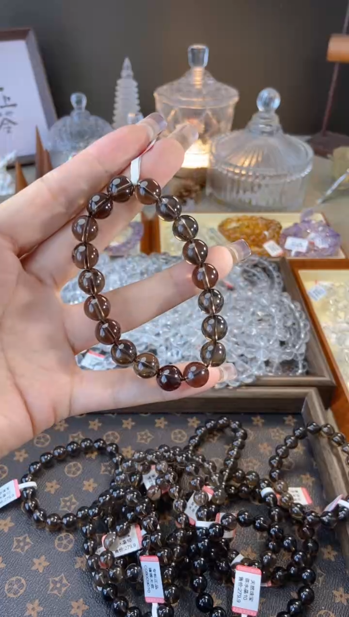 水晶手串未镶嵌10m茶水晶