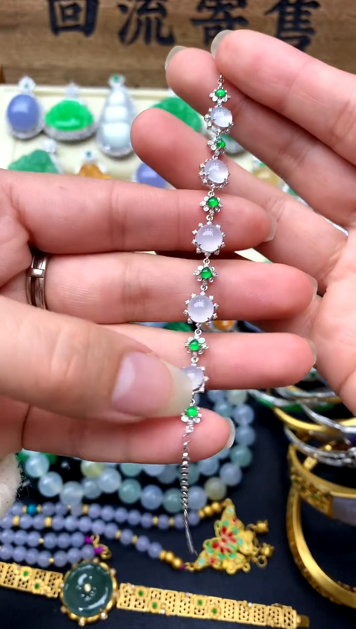 【闪购商品】翡翠手链18K金镶嵌251-中国好珍宝