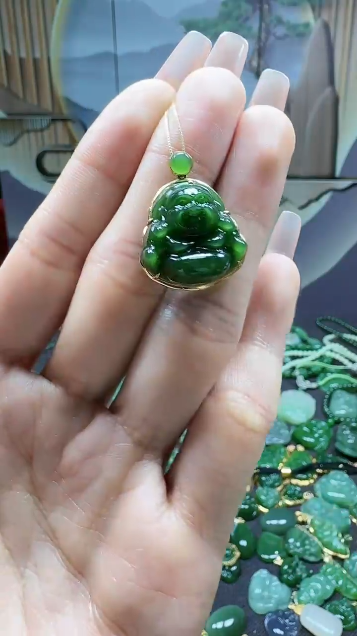 【闪购商品】和田玉挂件18K金镶嵌1