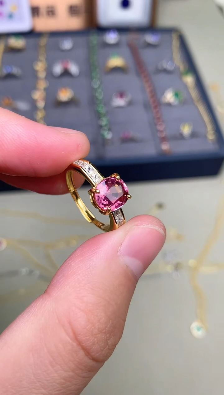 【闪购商品】碧玺戒指银S925镶嵌戒指