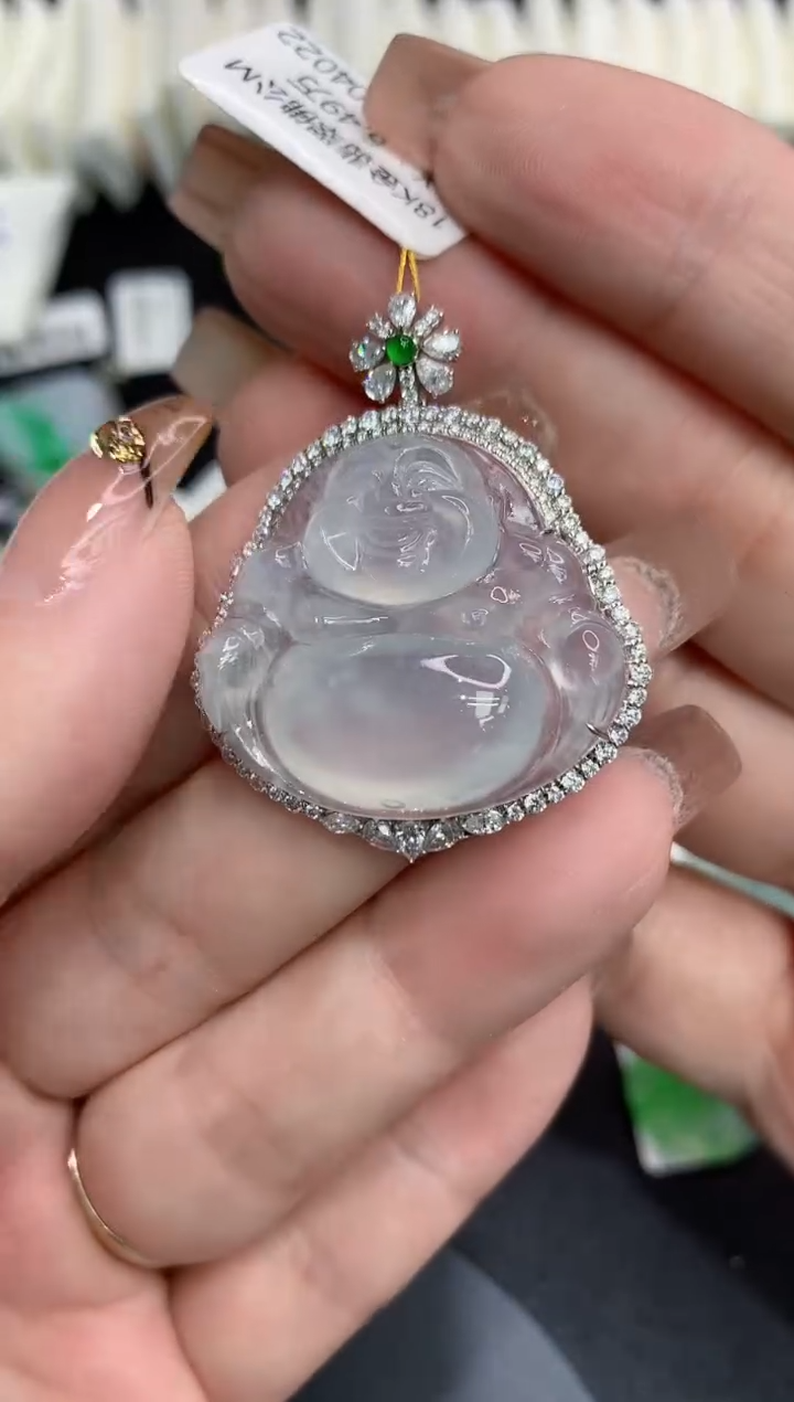 吊坠(不含链)18K金镶嵌翡翠11
