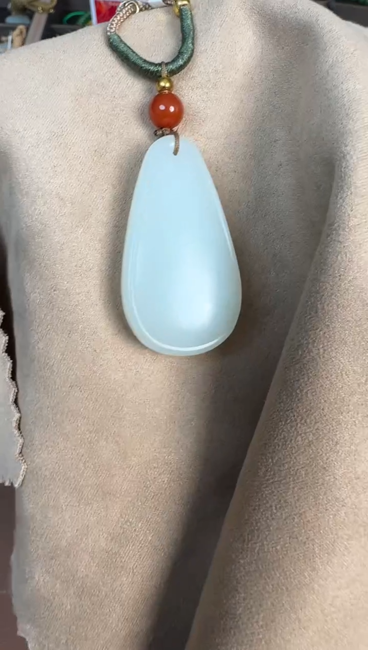 【闪购商品】和田玉吊坠未镶嵌1046 和田玉白玉水滴平安牌