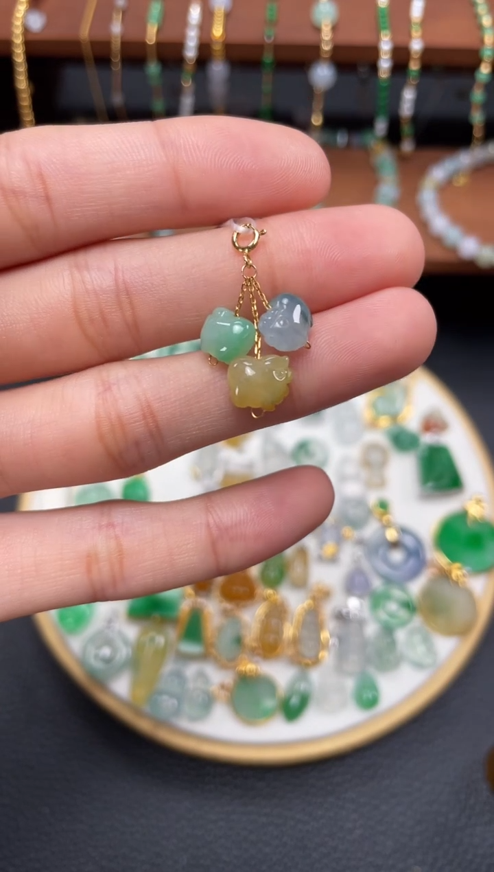 【闪购商品】翡翠吊坠(不含链)18K金镶嵌一个  JK636