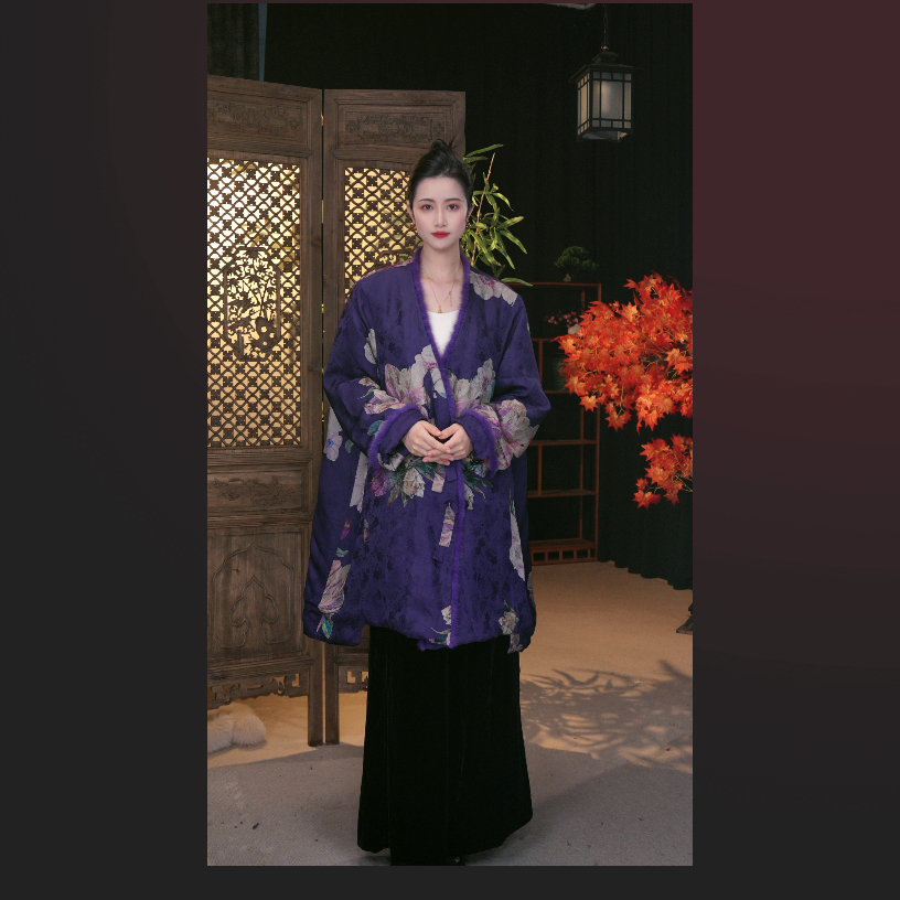 【紫翎】新款中国风时尚气质显瘦减龄百搭香云纱棉服