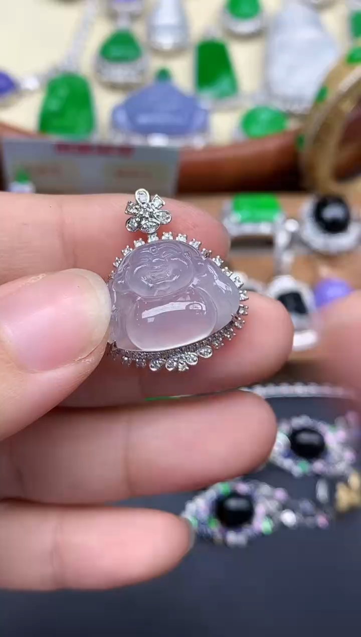 颈饰18K金镶嵌翡翠522-中国好珍宝