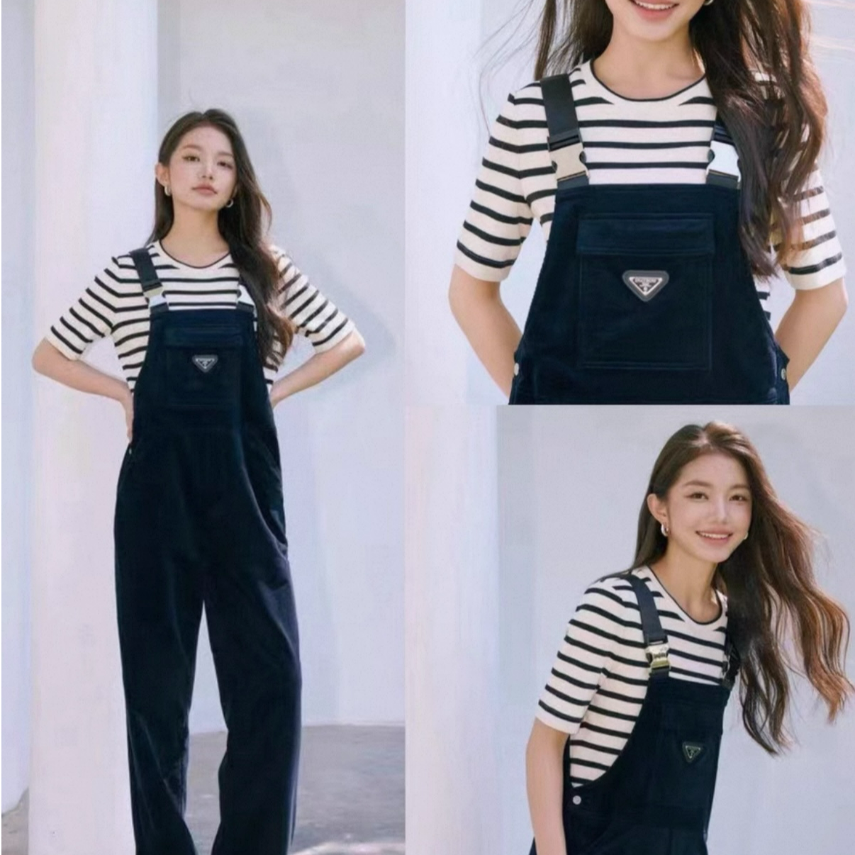 未使用 Prada/普拉达 纯色logo标牌背带连体裤