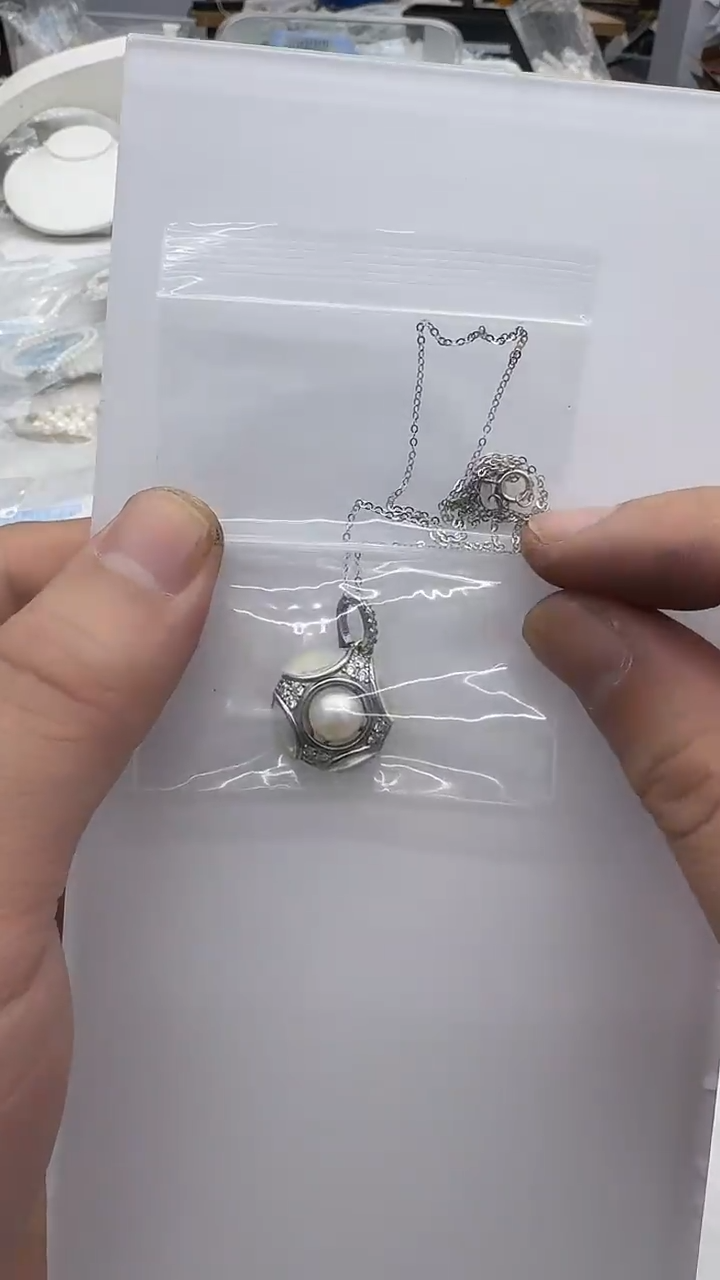 吊坠(赠链)银S925镶嵌海水珍珠7-8mm 母贝吊-孤品