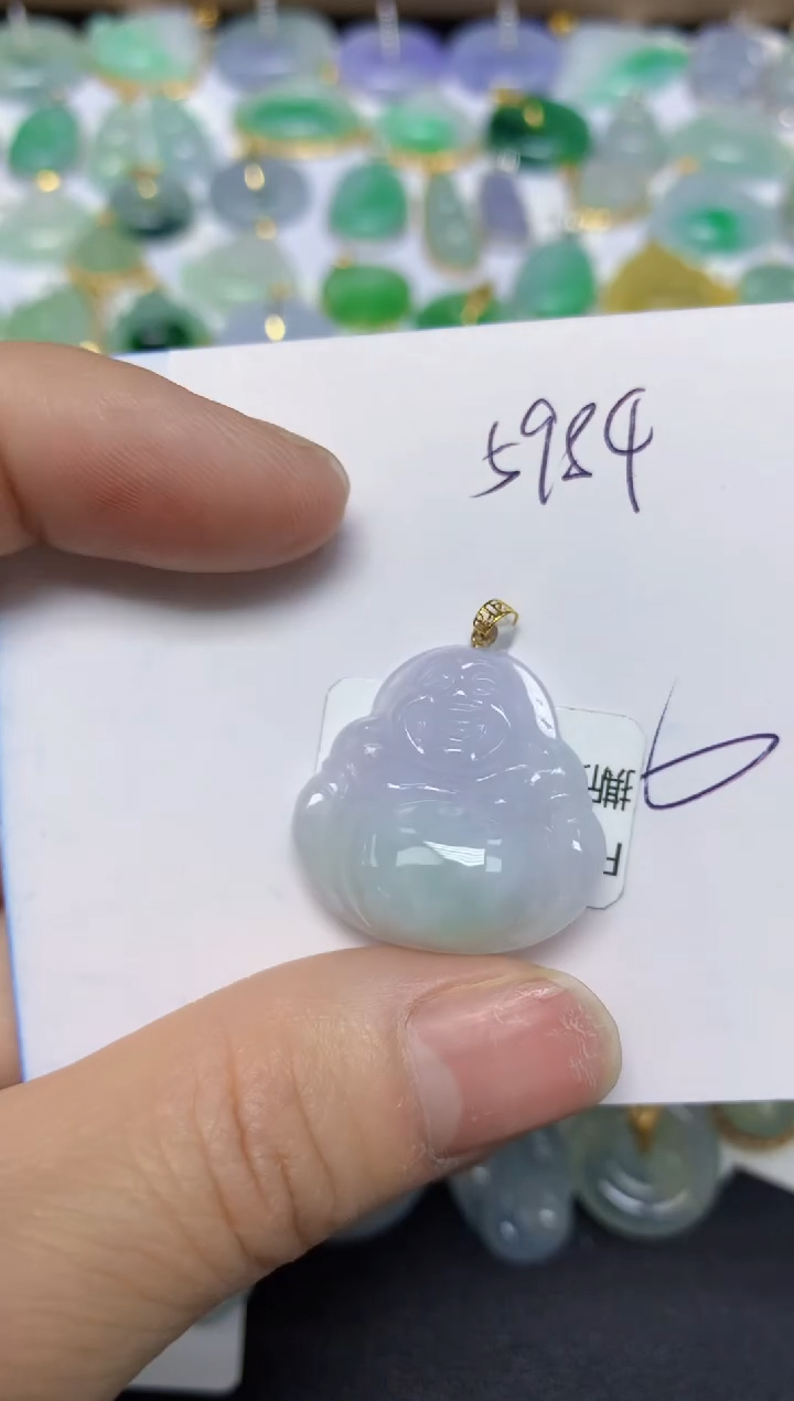 【闪购商品】翡翠挂件18K金镶嵌 天然翡翠A货