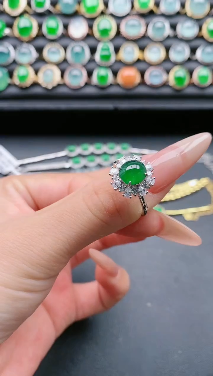 【闪购商品】翡翠戒指银S925镶嵌111111