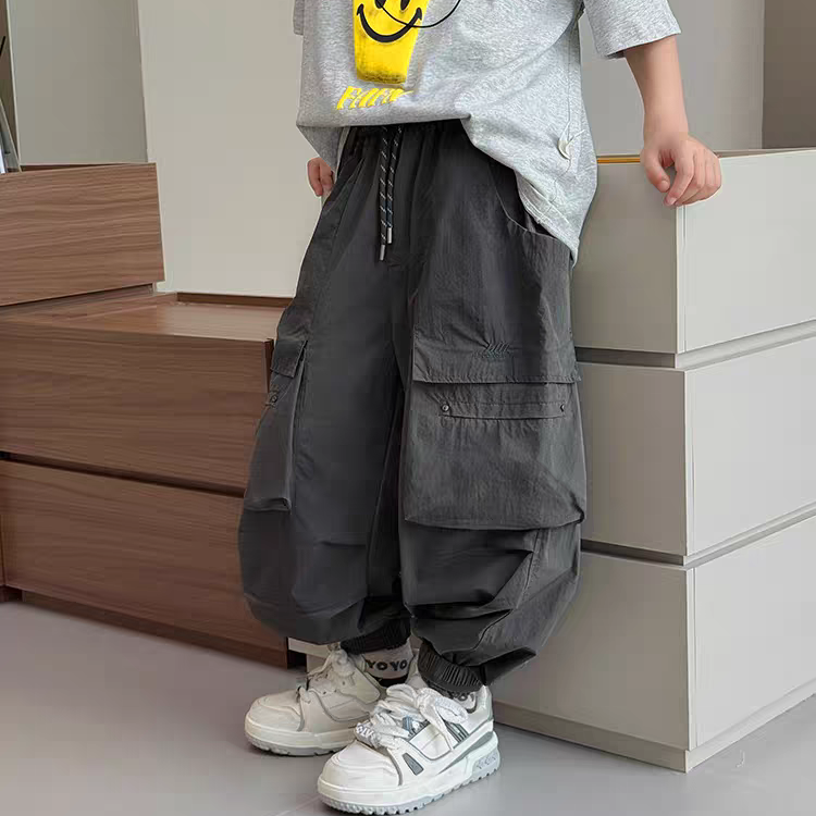 男童2025新款纯棉工装裤早秋儿童休闲裤子潮中大童长裤薄款防蚊裤