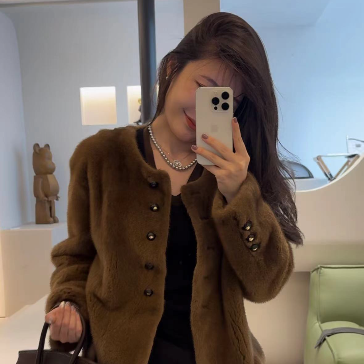 【时光定格】100水貂皮毛女款时尚皮草外套 GW063